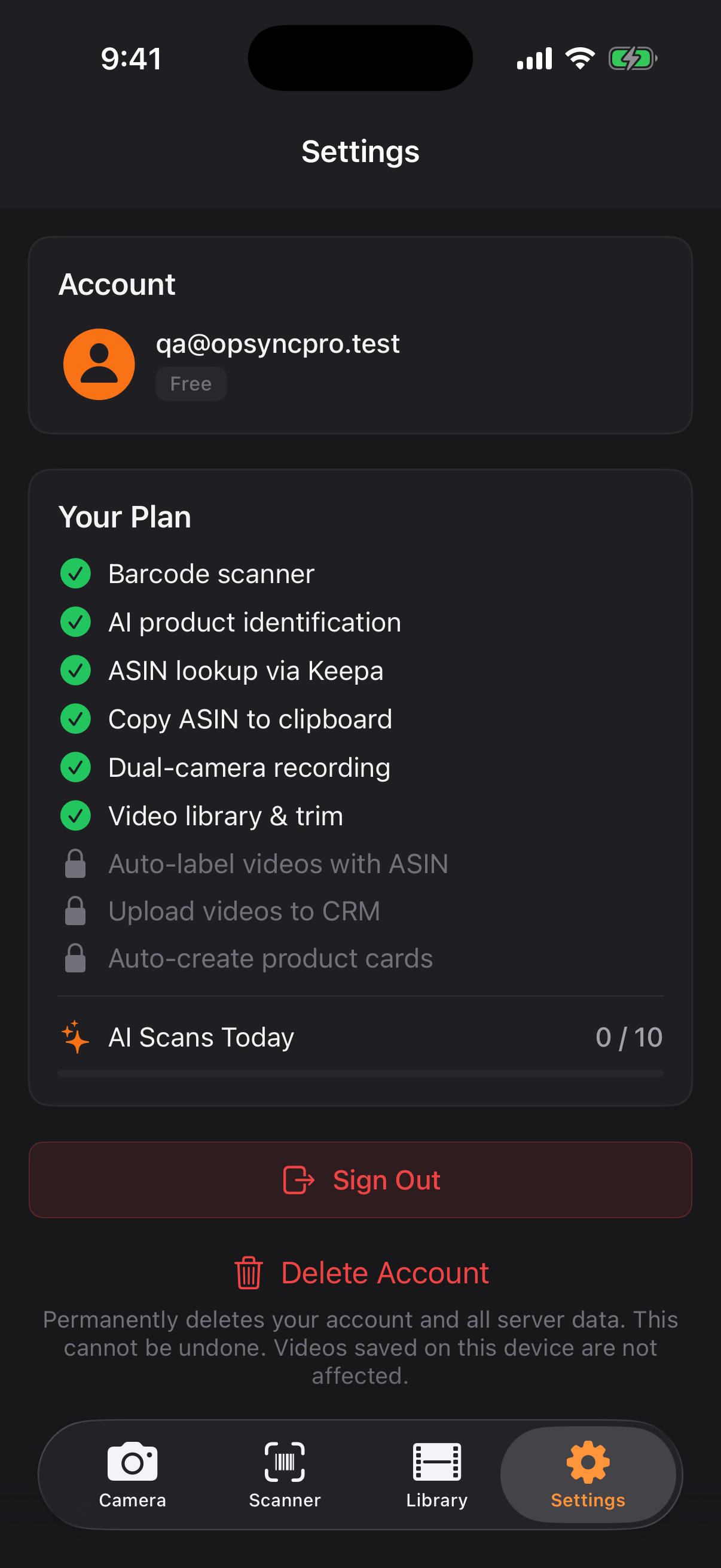 The OpSyncPro iPhone app showing your plan and recording features